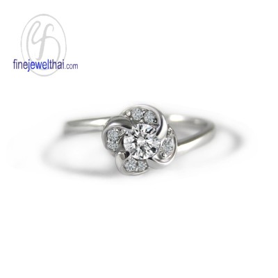 แหวนทองคำขาว แหวนเพชร  แหวนแต่งงาน แหวนหมั้น - R1287DWG